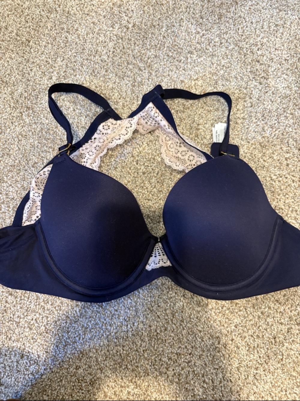 Soma Navy Lace Racerback T-Shirt Bra